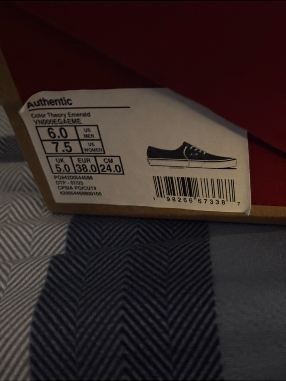 Vans Low-Top Canvas Sneakers in Dark Green & White - Picture 3 of 3